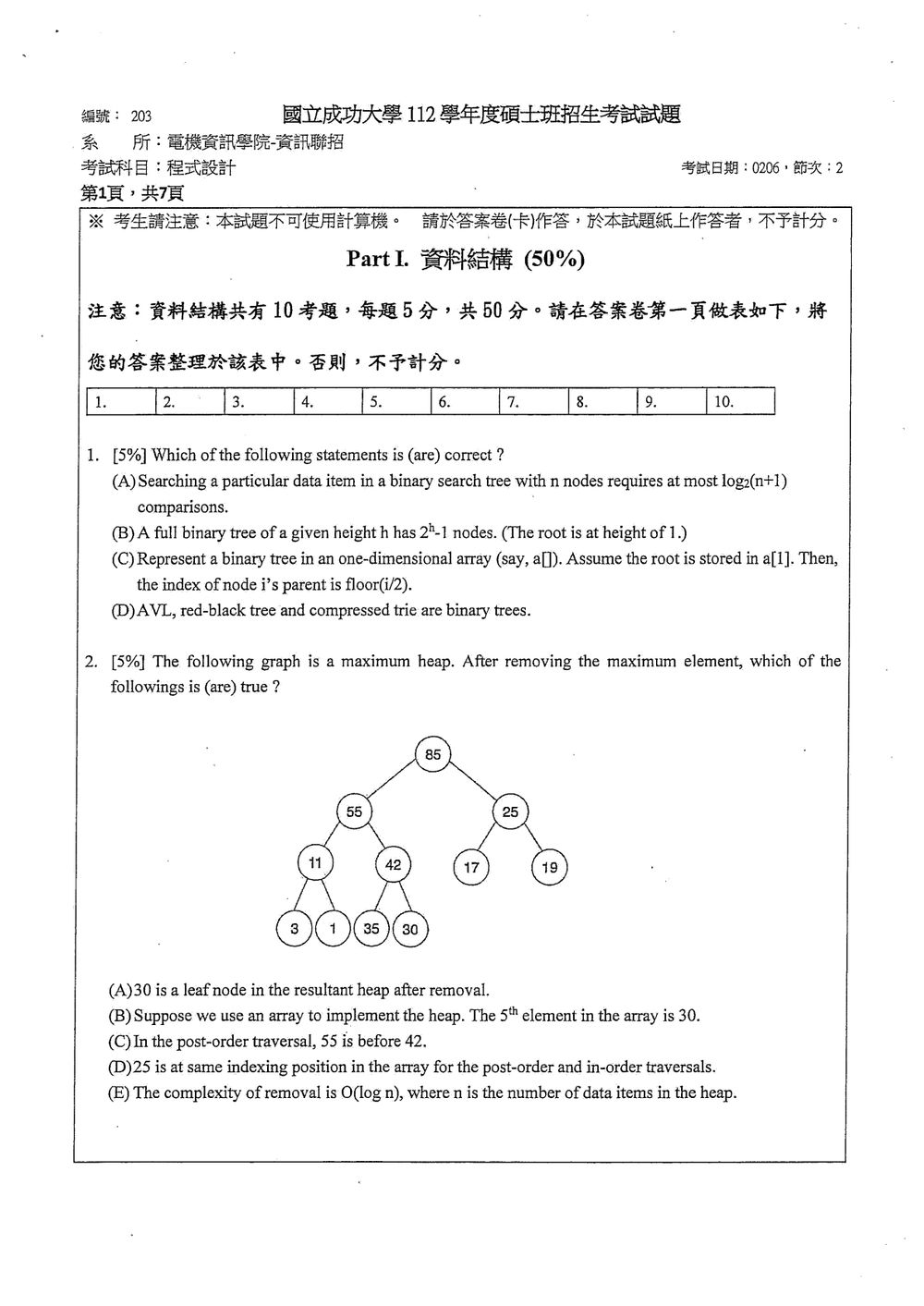 原卷第 2 頁