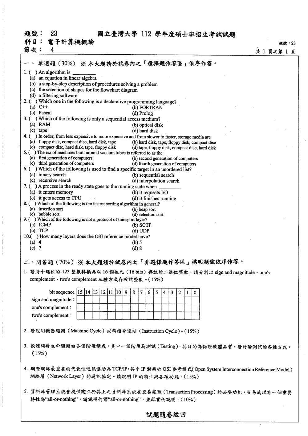原卷第 1 頁