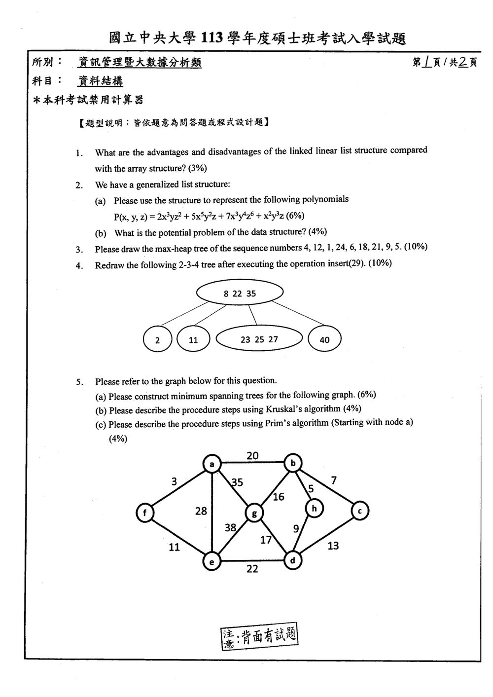 原卷第 1 頁