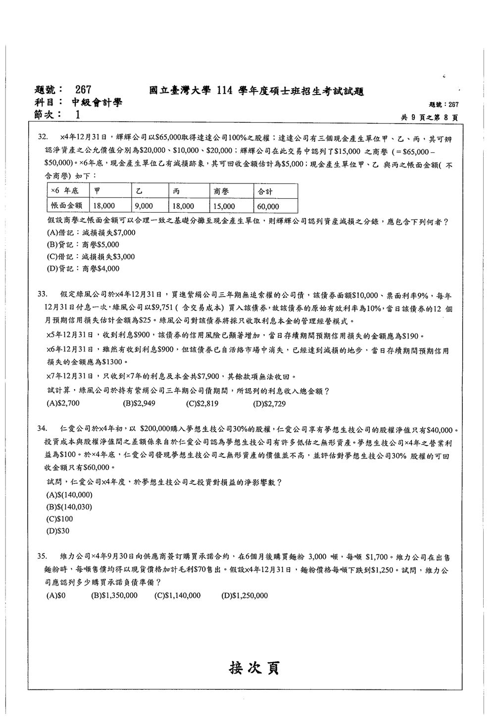 原卷第 8 頁