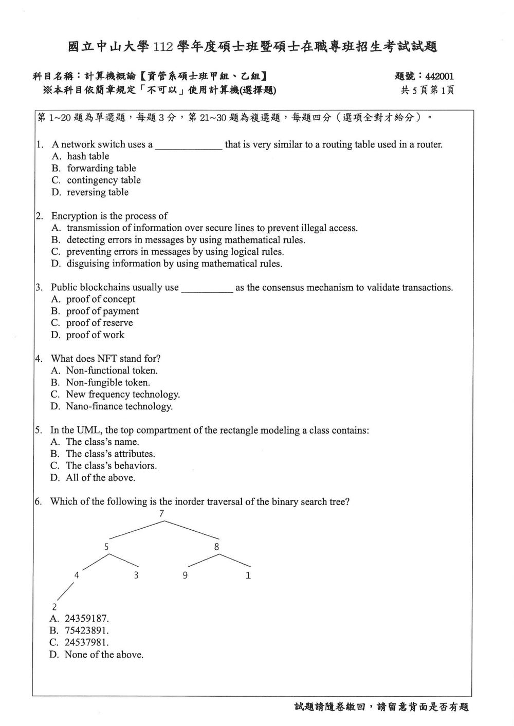 原卷第 2 頁