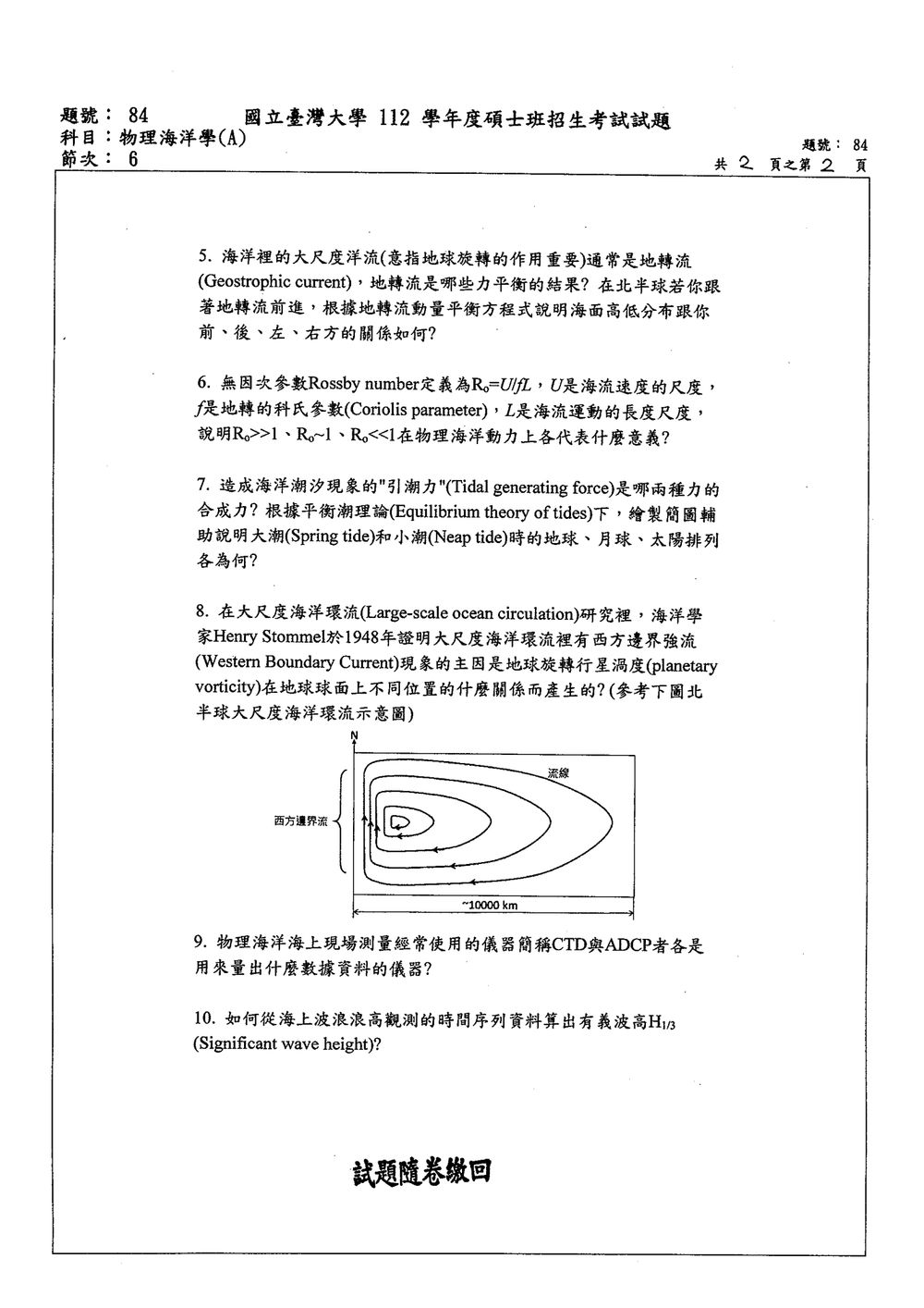 原卷第 2 頁