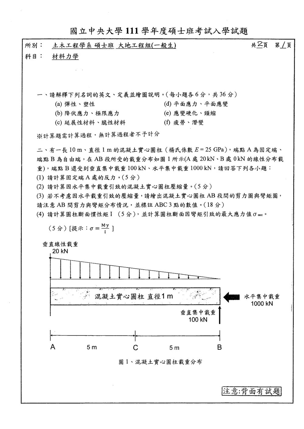 原卷第 1 頁