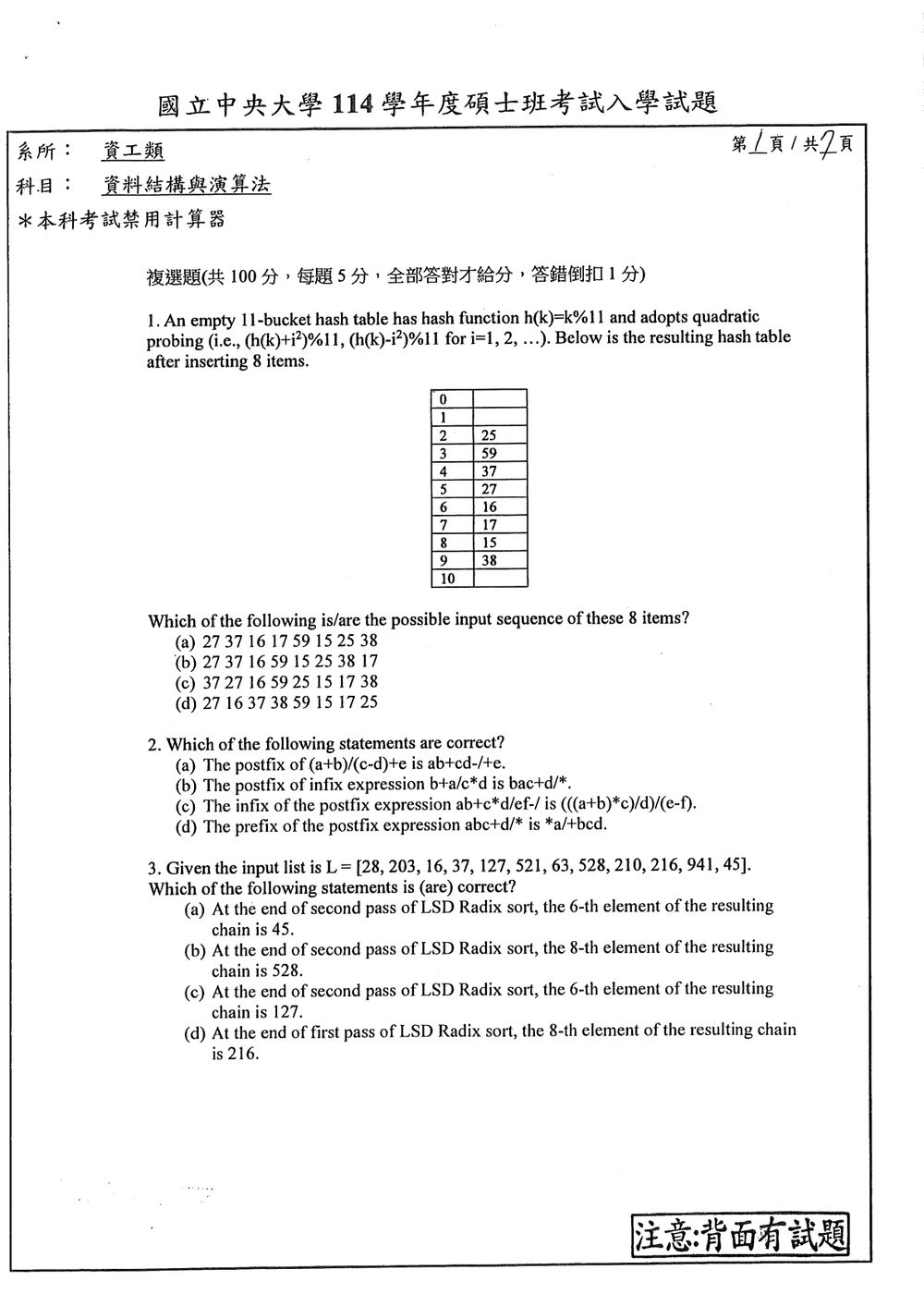 原卷第 1 頁
