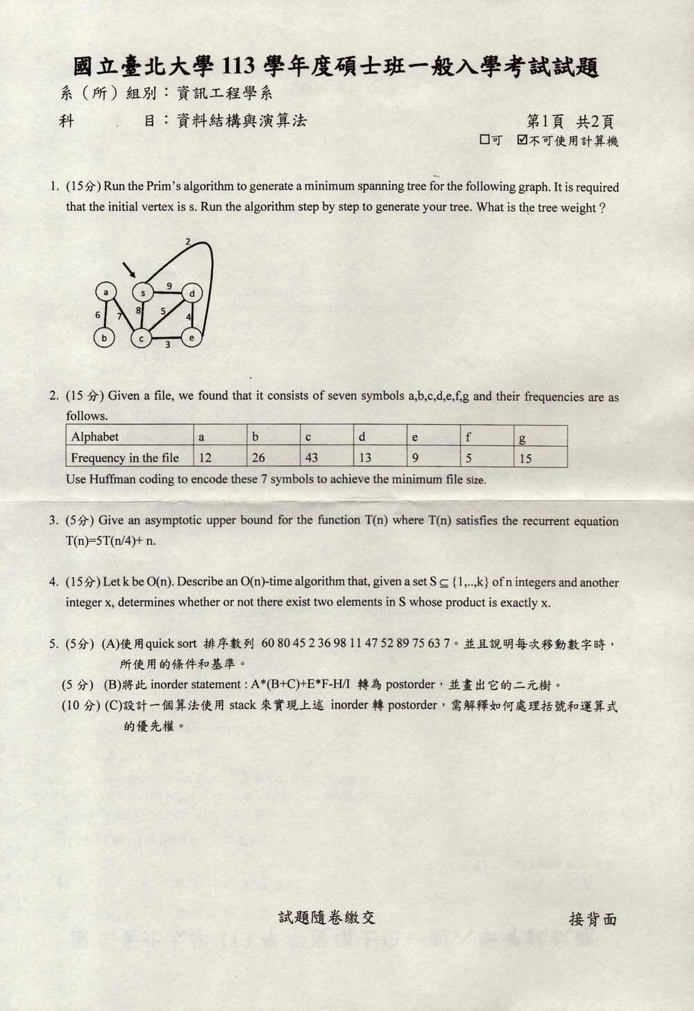 原卷第 1 頁