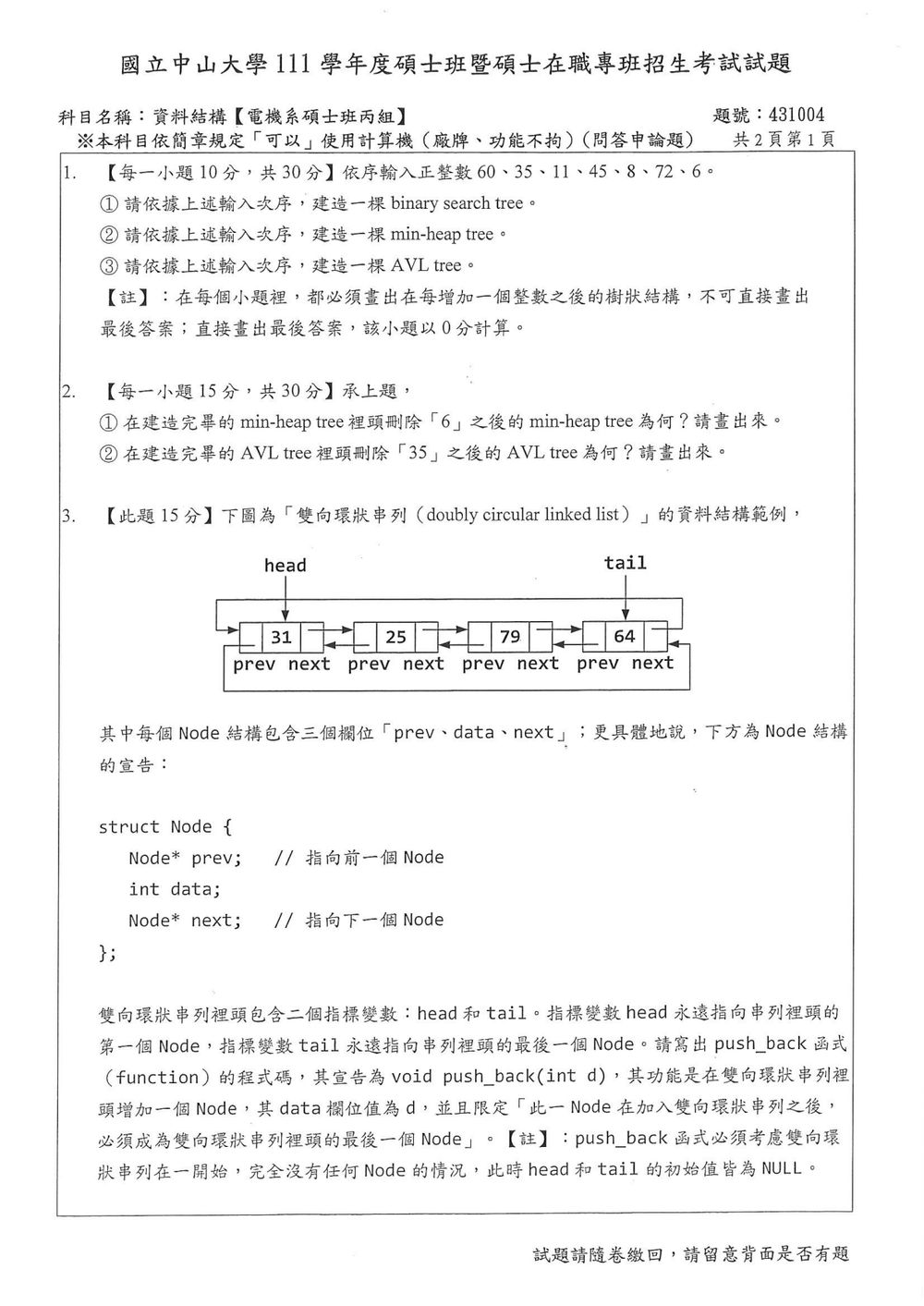 原卷第 2 頁