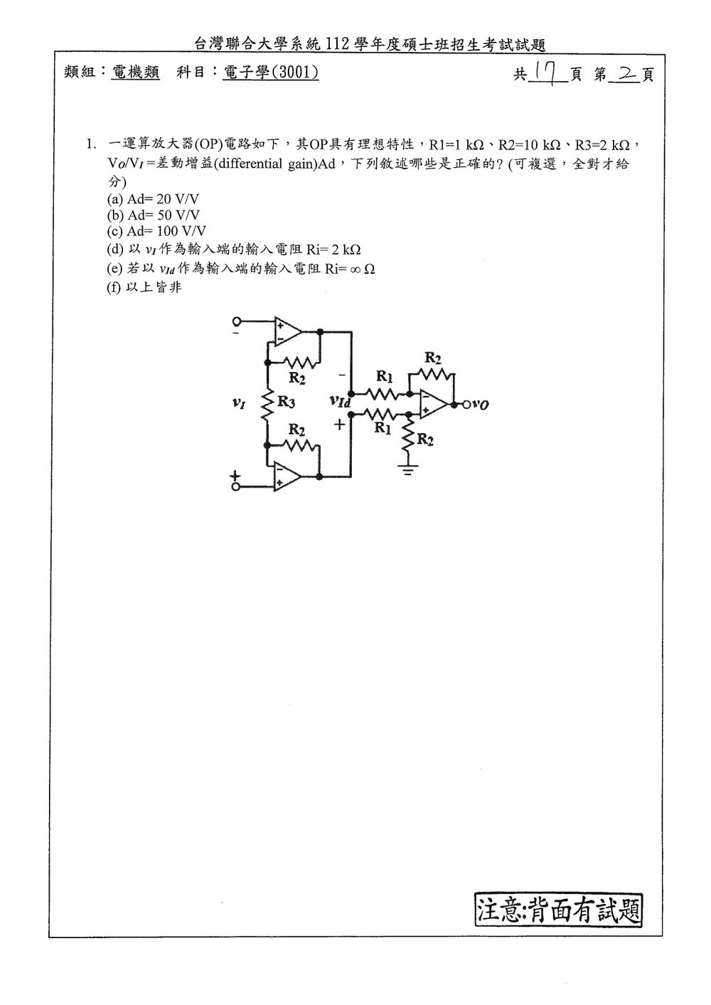原卷第 2 頁